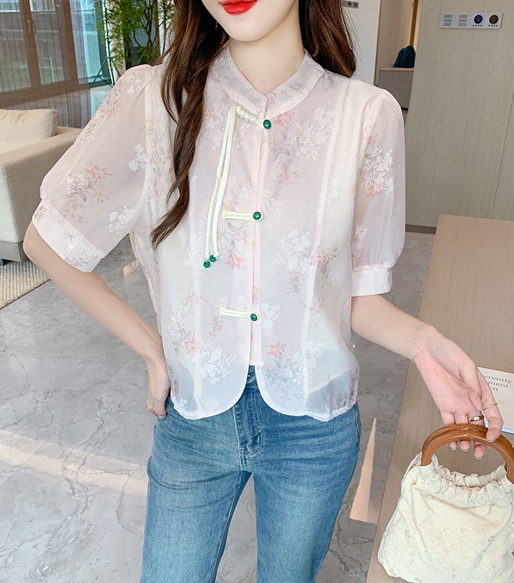 Short sleeve Chinese style shirt summer printing tops