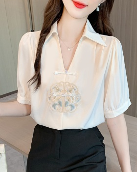 Chinese style summer shirt short sleeve tops for women