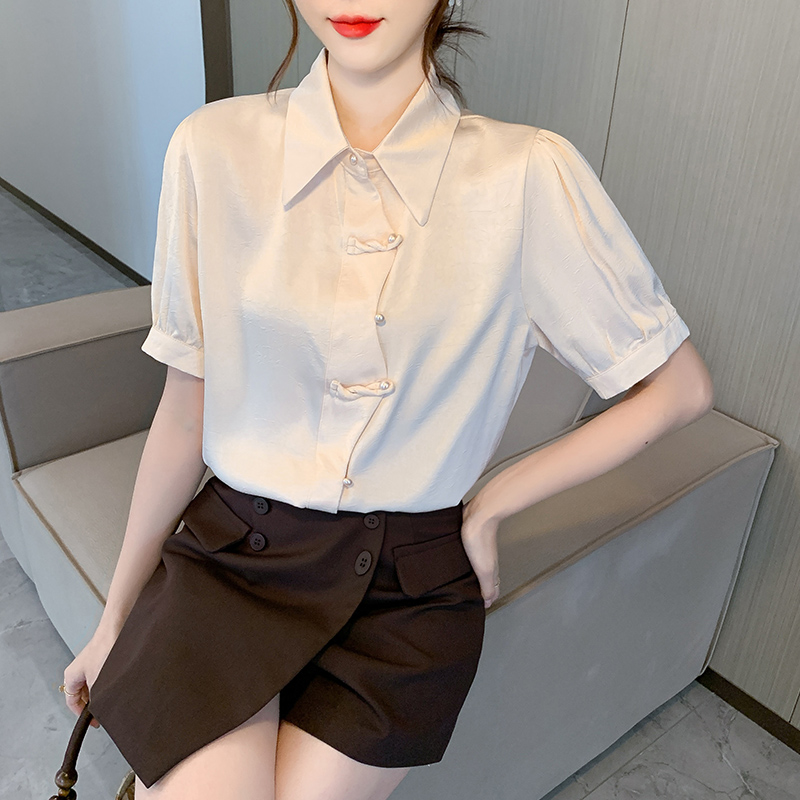 Summer irregular shirt short sleeve tops