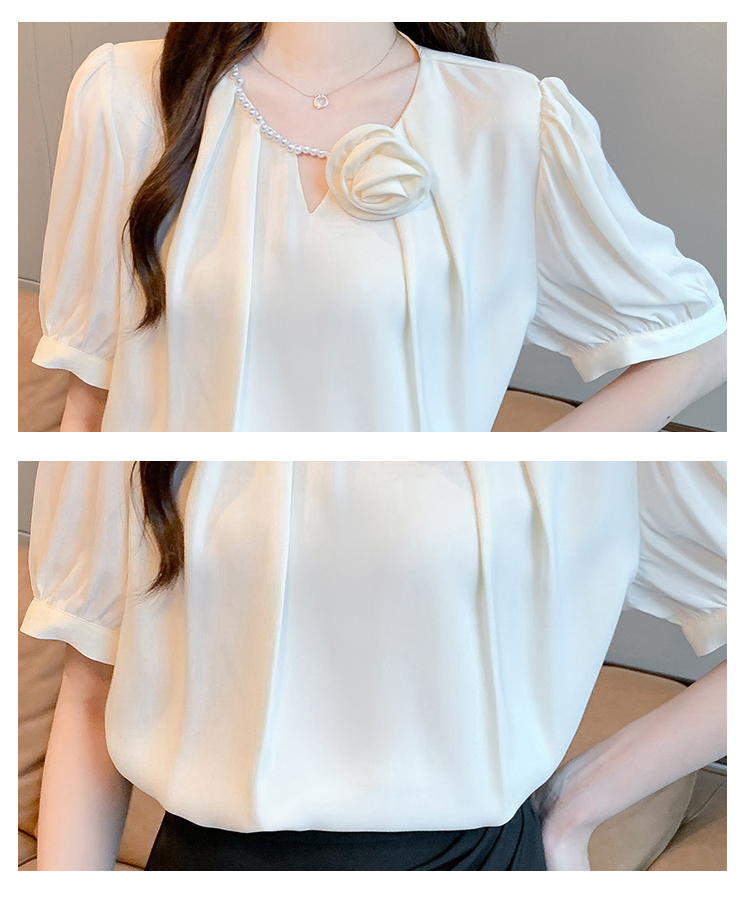 Short sleeve round neck tops summer shirt for women