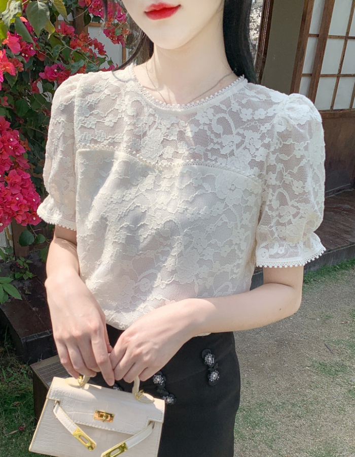 Short sleeve fashion shirt France style tops for women