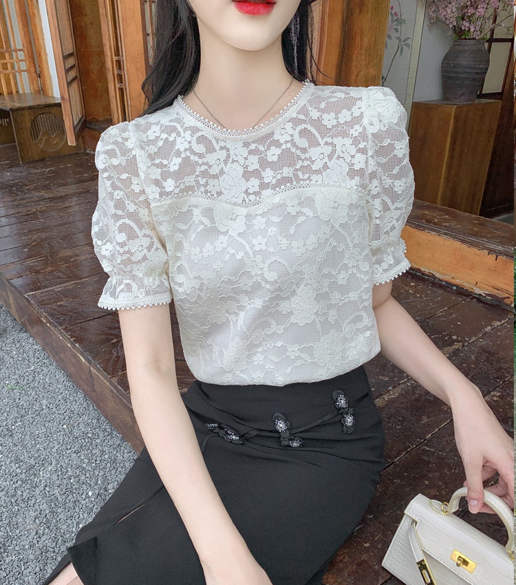 Short sleeve fashion shirt France style tops for women