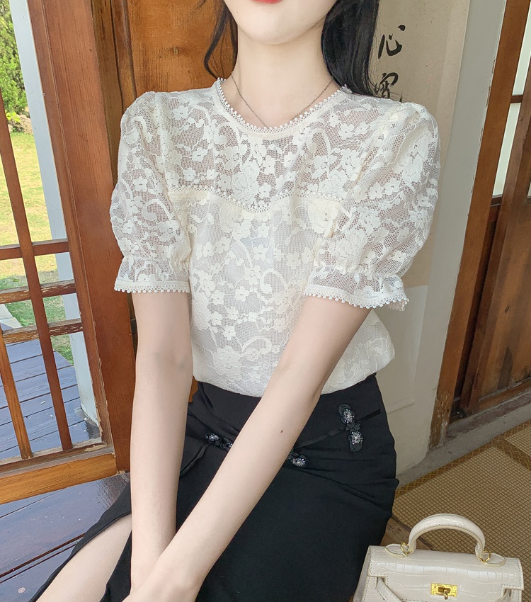 Short sleeve fashion shirt France style tops for women