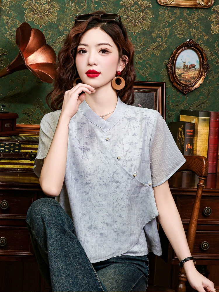 Retro Han clothing tops Chinese style shirt