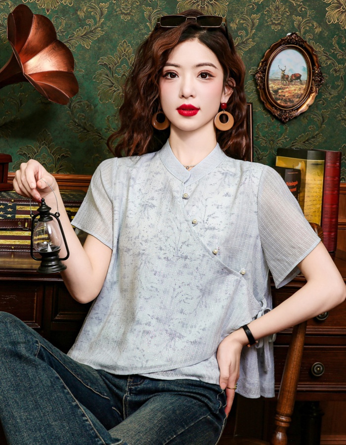 Retro Han clothing tops Chinese style shirt