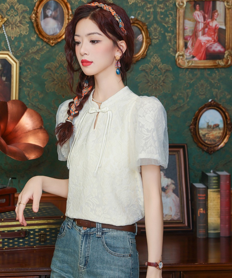 Light Chinese style tops summer short sleeve T-shirt