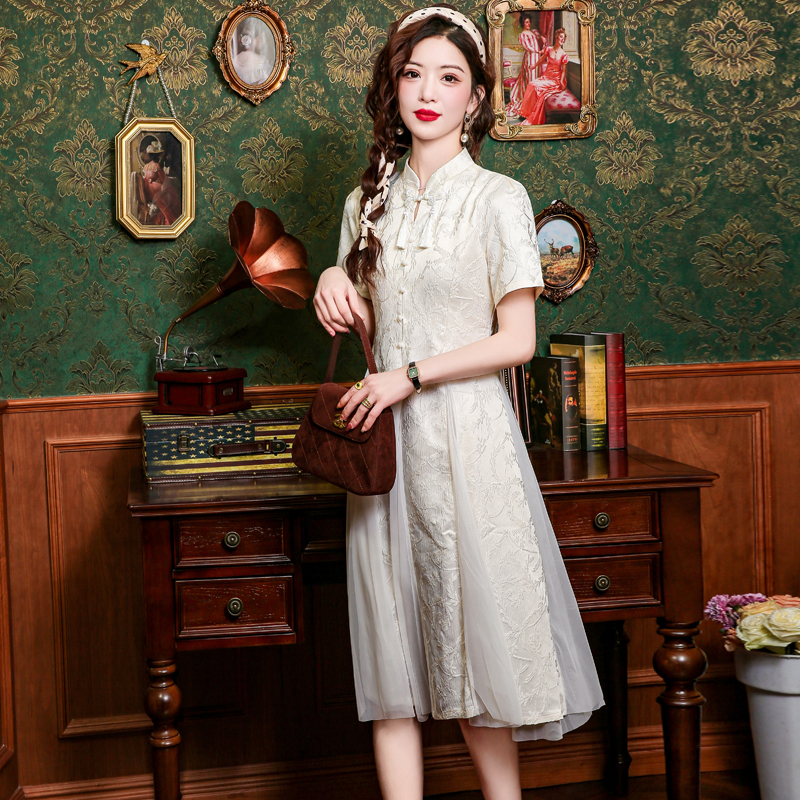 Temperament summer dress gauze cheongsam for women