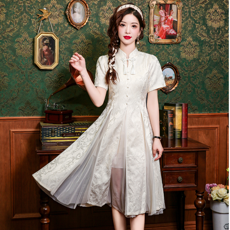 Temperament summer dress gauze cheongsam for women