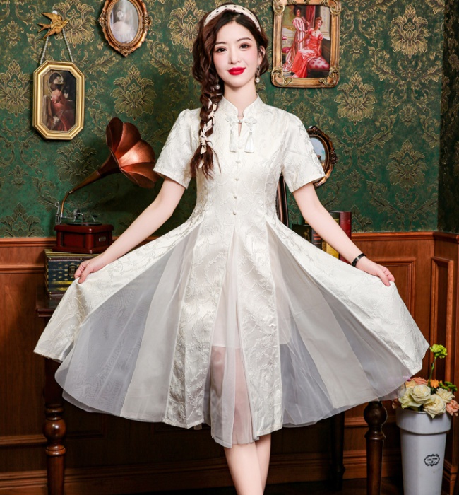 Temperament summer dress gauze cheongsam for women