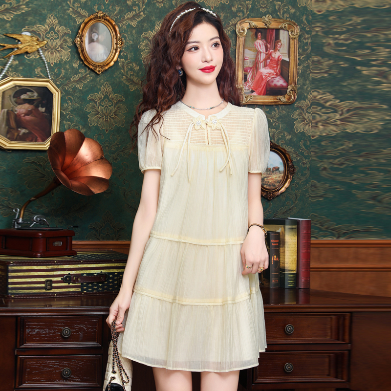 Temperament retro Chinese style slim puff sleeve dress