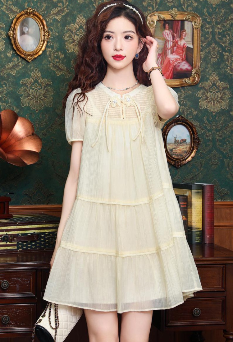 Temperament retro Chinese style slim puff sleeve dress