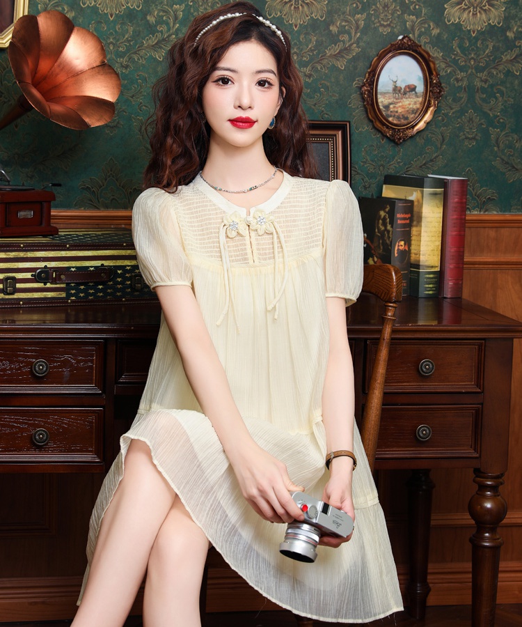 Temperament retro Chinese style slim puff sleeve dress