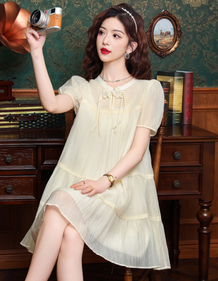 Temperament retro Chinese style slim puff sleeve dress