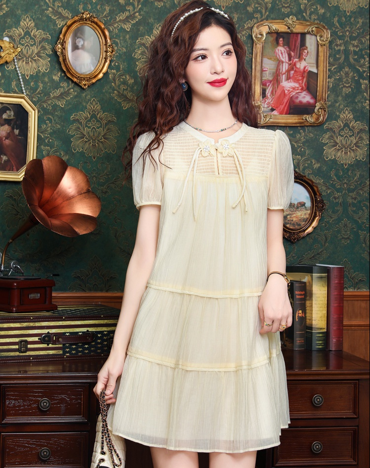 Temperament retro Chinese style slim puff sleeve dress