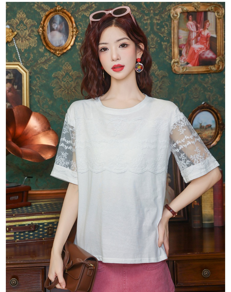 Slim show young Casual tops hollow Western style T-shirt