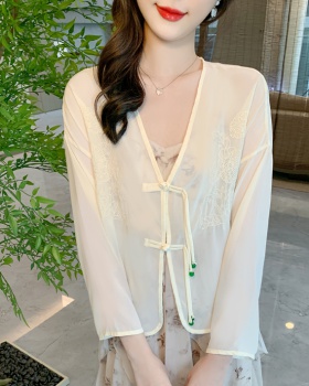 Thin Chinese style tops chiffon summer coat for women
