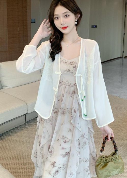 Thin Chinese style tops chiffon summer coat for women