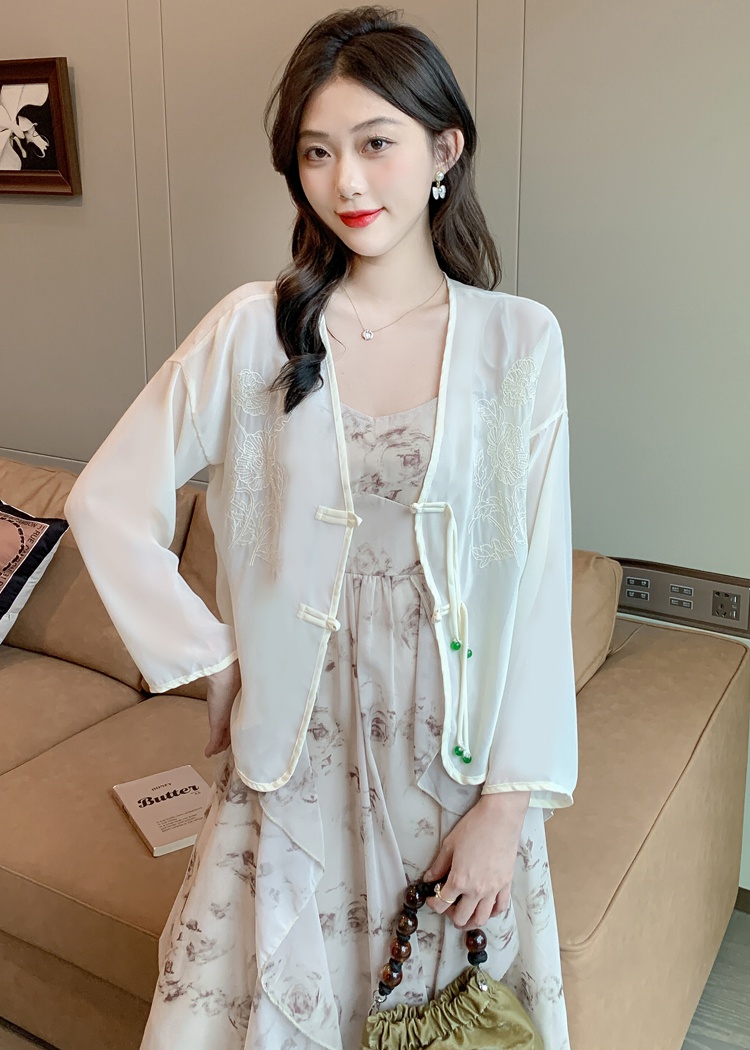 Thin Chinese style tops chiffon summer coat for women