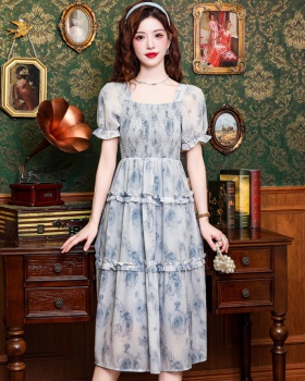 Slim lady dress France style summer long dress for women