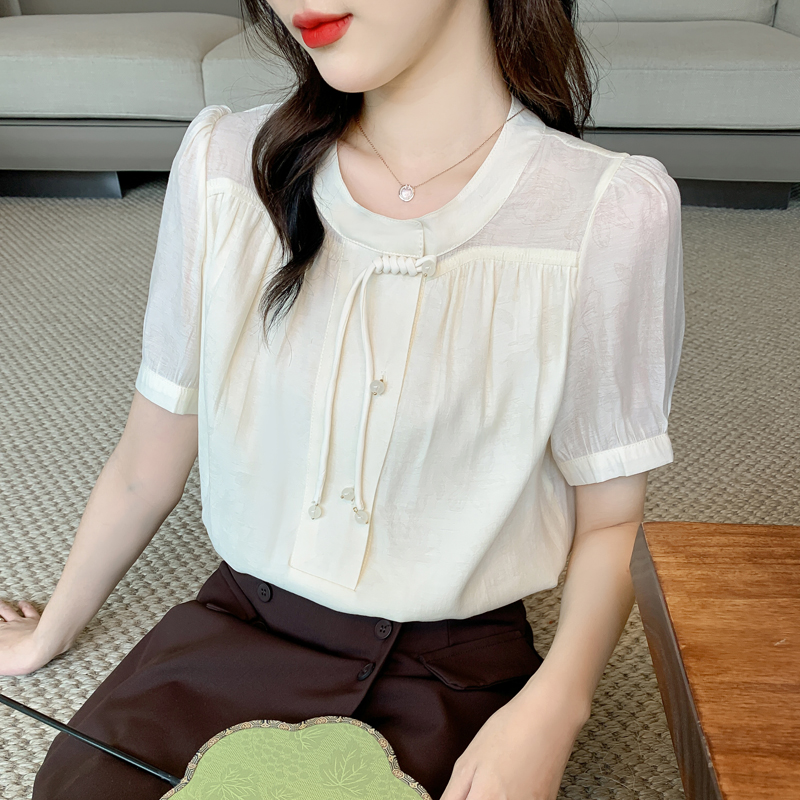 Short sleeve chiffon small shirt pure all-match shirt