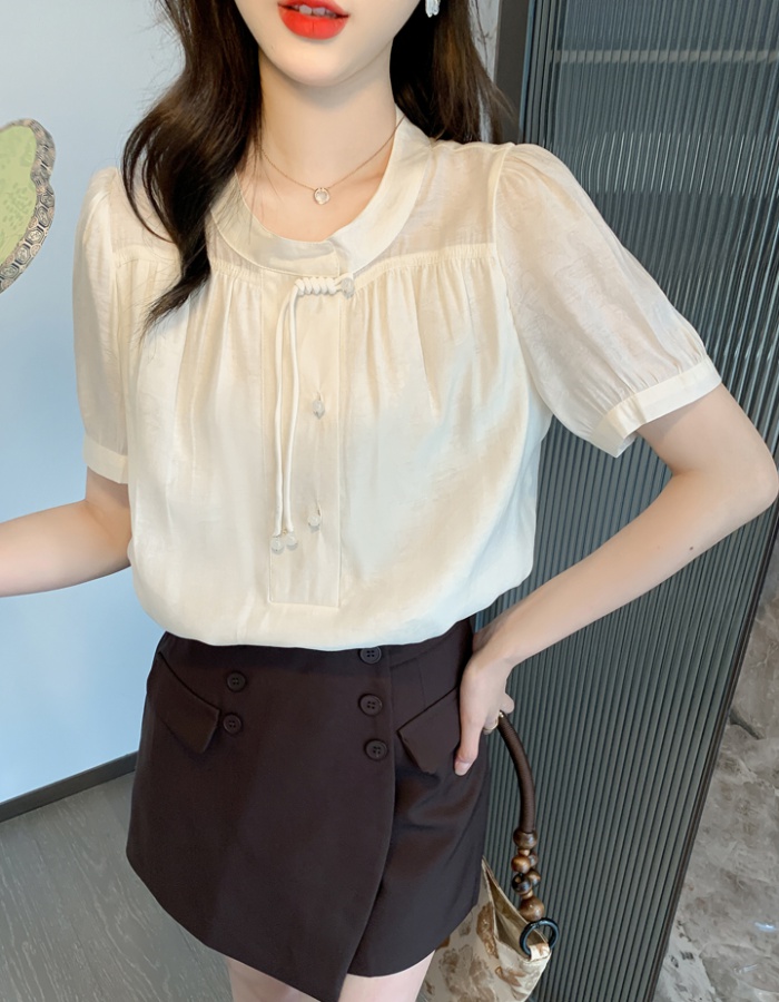 Short sleeve chiffon small shirt pure all-match shirt