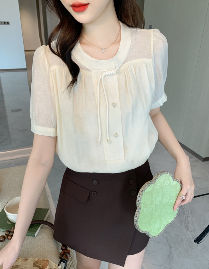 Short sleeve chiffon small shirt pure all-match shirt