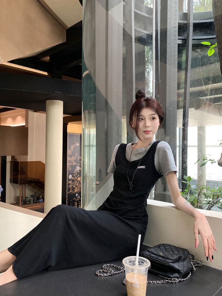 Slim fashion fat splice Casual temperament dress for women