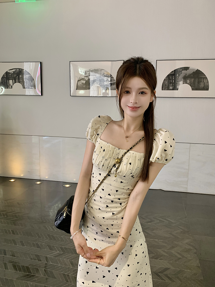 France style puff sleeve dress summer long dress for women