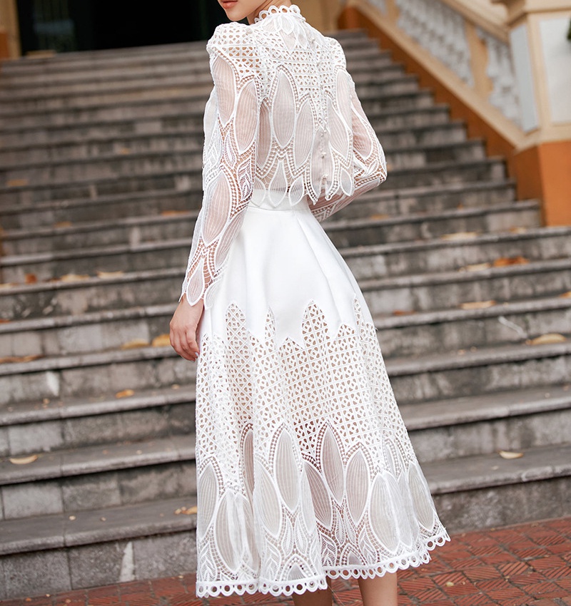 Lace hollow spring and summer dress 2pcs set