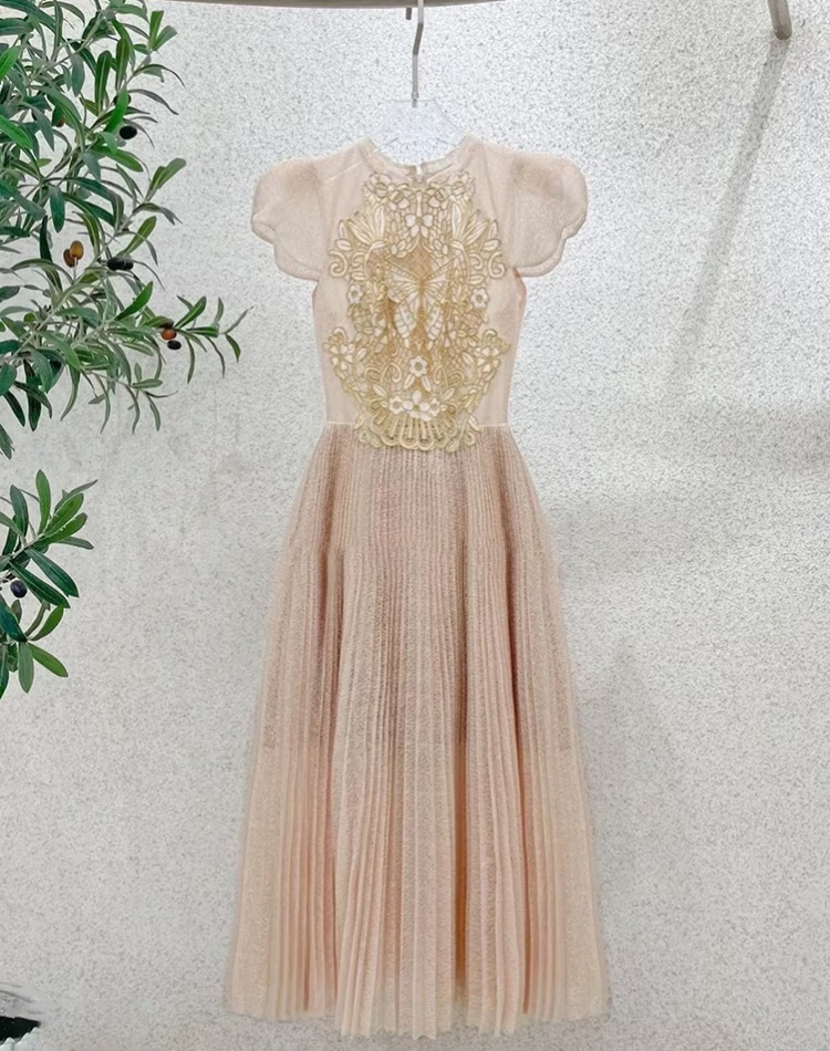 Summer pleated niche lace dress