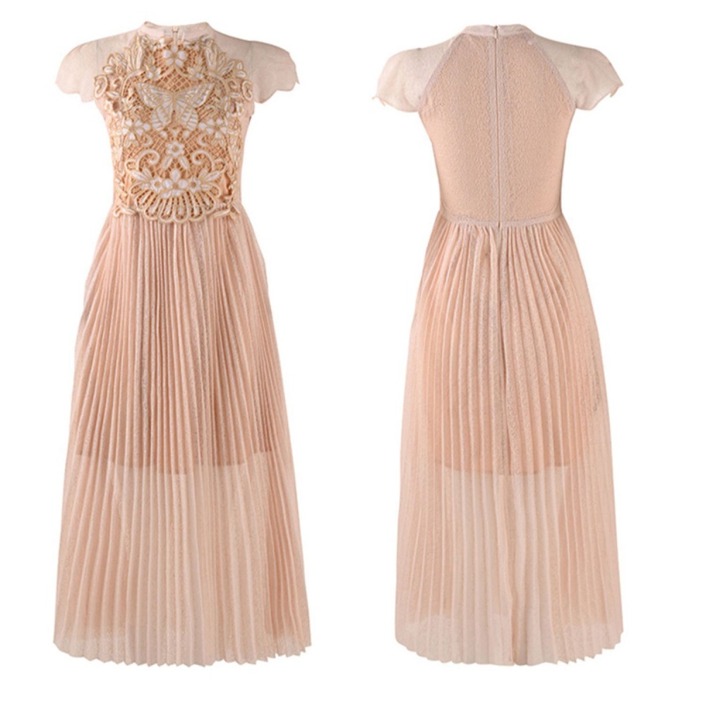 Summer pleated niche lace dress