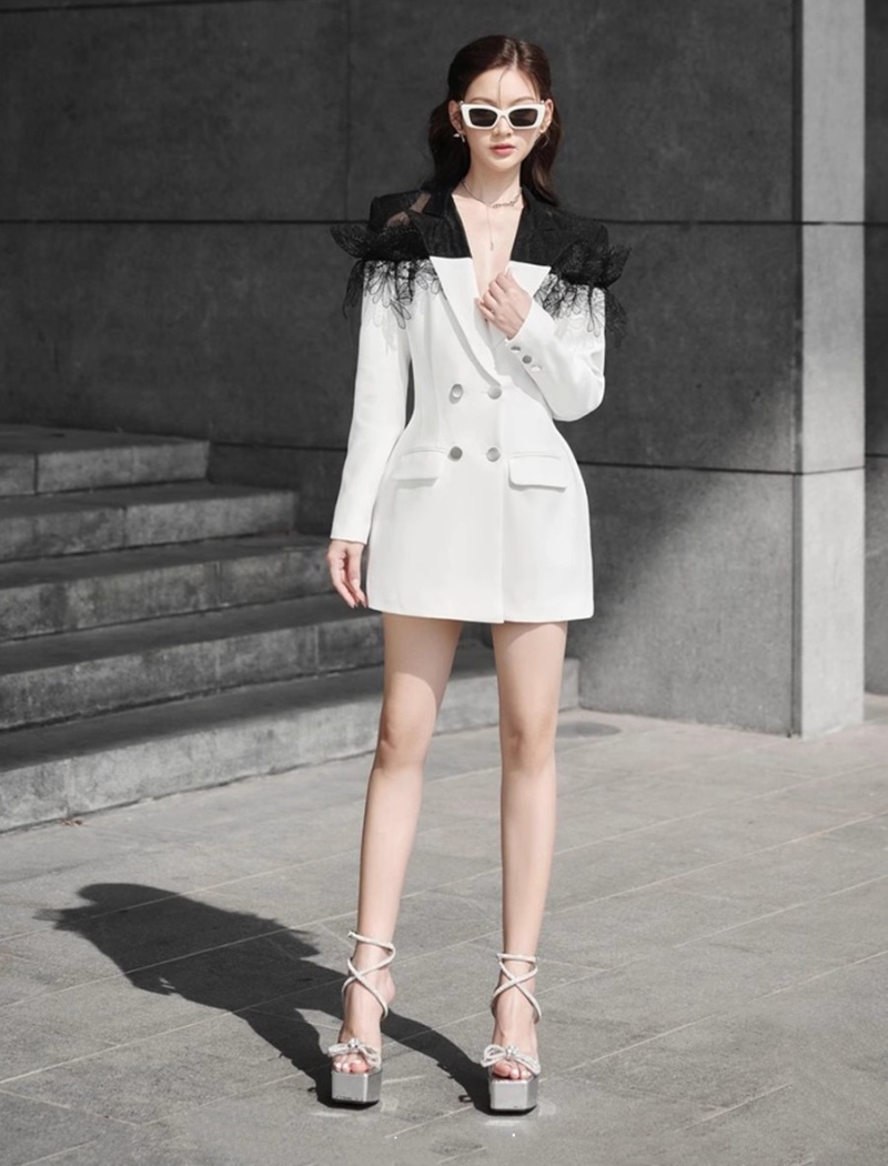 Pinched waist stereoscopic dress niche spring business suit