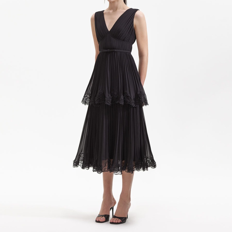 Hepburn style dress pinched waist long dress