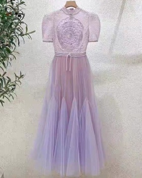 Purple lace France style beading court style embroidery dress