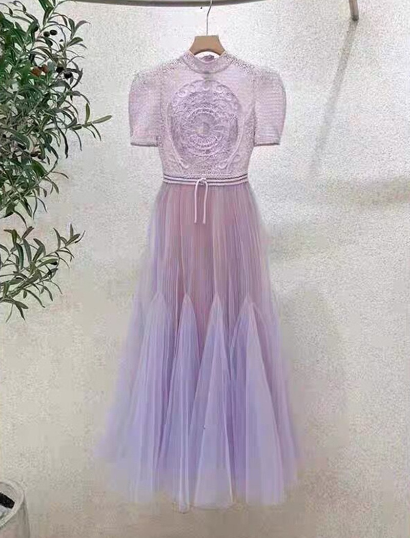 Purple lace France style beading court style embroidery dress