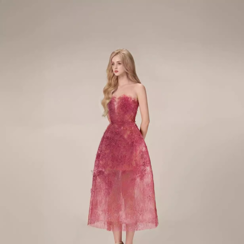 Perspective spring lace sexy chiffon niche sequins dress