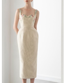 Package hip niche sling embroidery temperament elegant dress