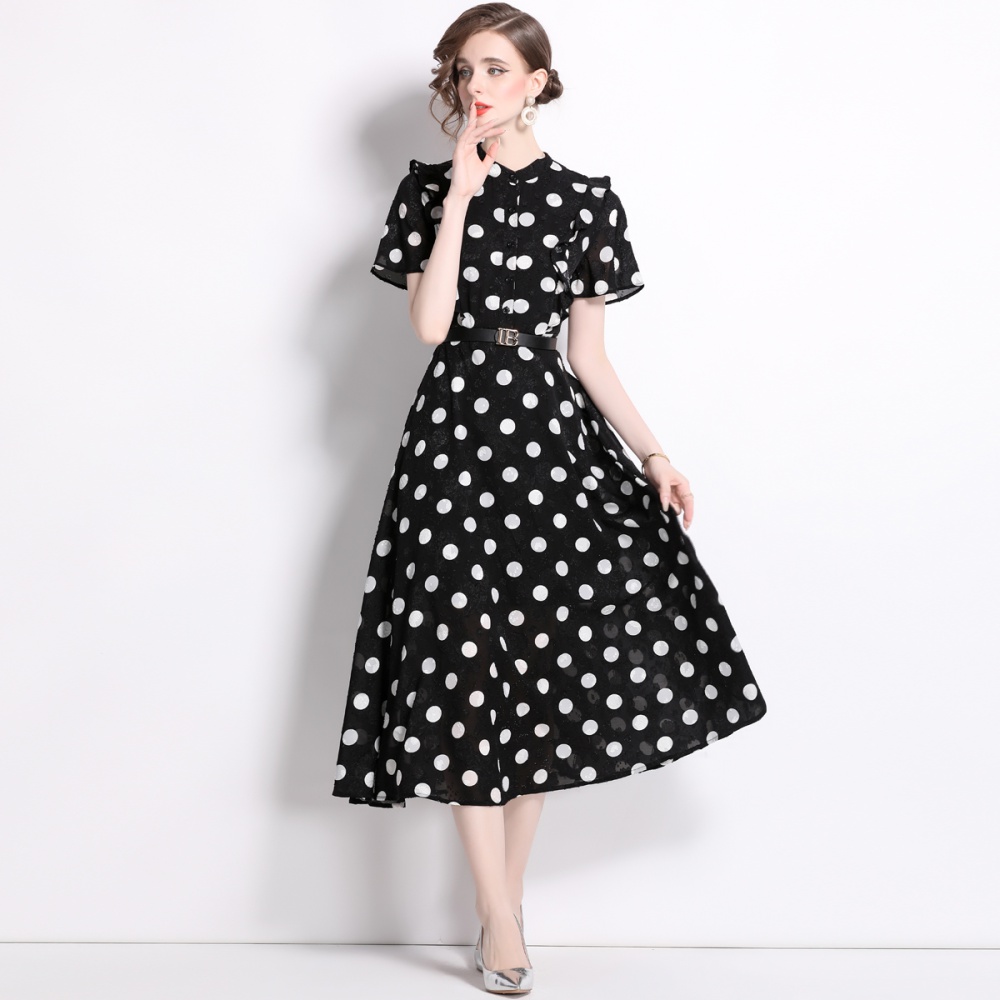 Short sleeve long dress France style dress for women