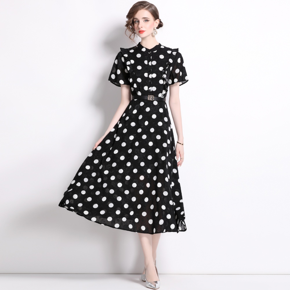 Short sleeve long dress France style dress for women