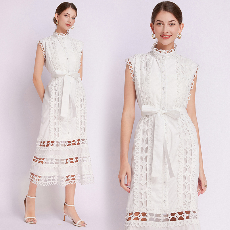 Summer A-line court style lace dress for women