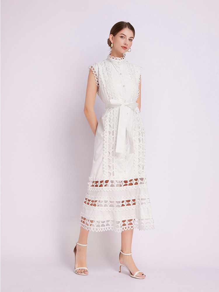 Summer A-line court style lace dress for women