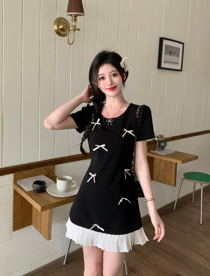 Large yard bow temperament round neck sleeveless dress for women