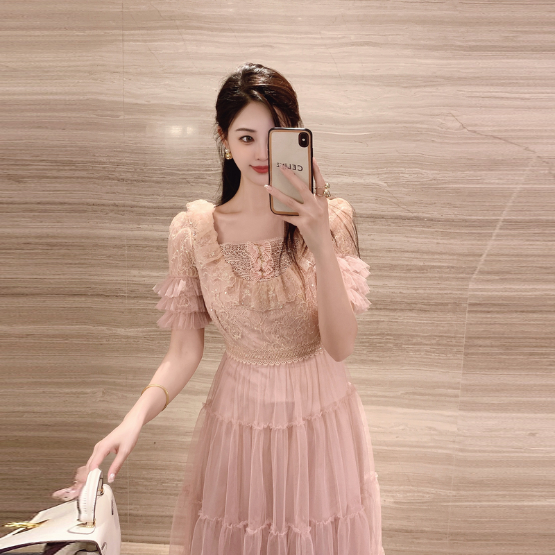 Slim tender sequins lace Casual summer dress