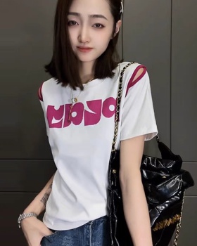 Western style slim T-shirt short sleeve unique tops for women