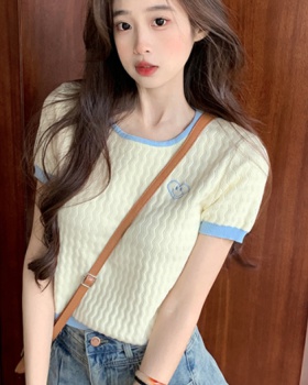 Short sleeve slim sweater Korean style tops for women