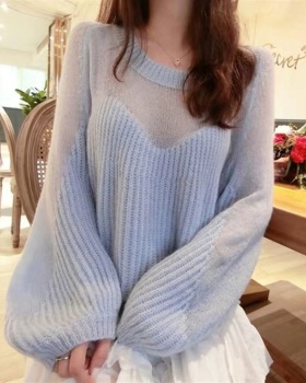 Korean style loose sweater hollow tops for women