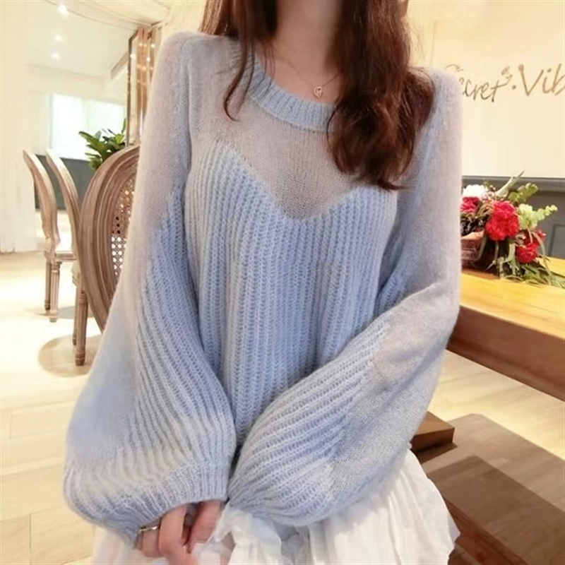 Korean style loose sweater hollow tops for women