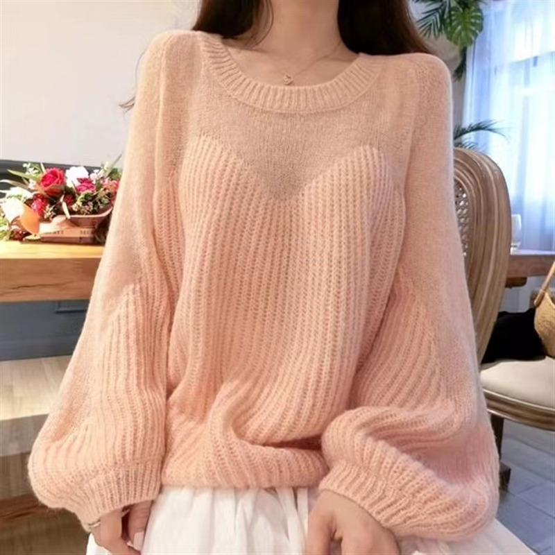 Korean style loose sweater hollow tops for women