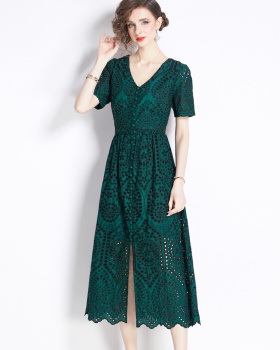 Lace summer slim elegant fashion embroidery dress