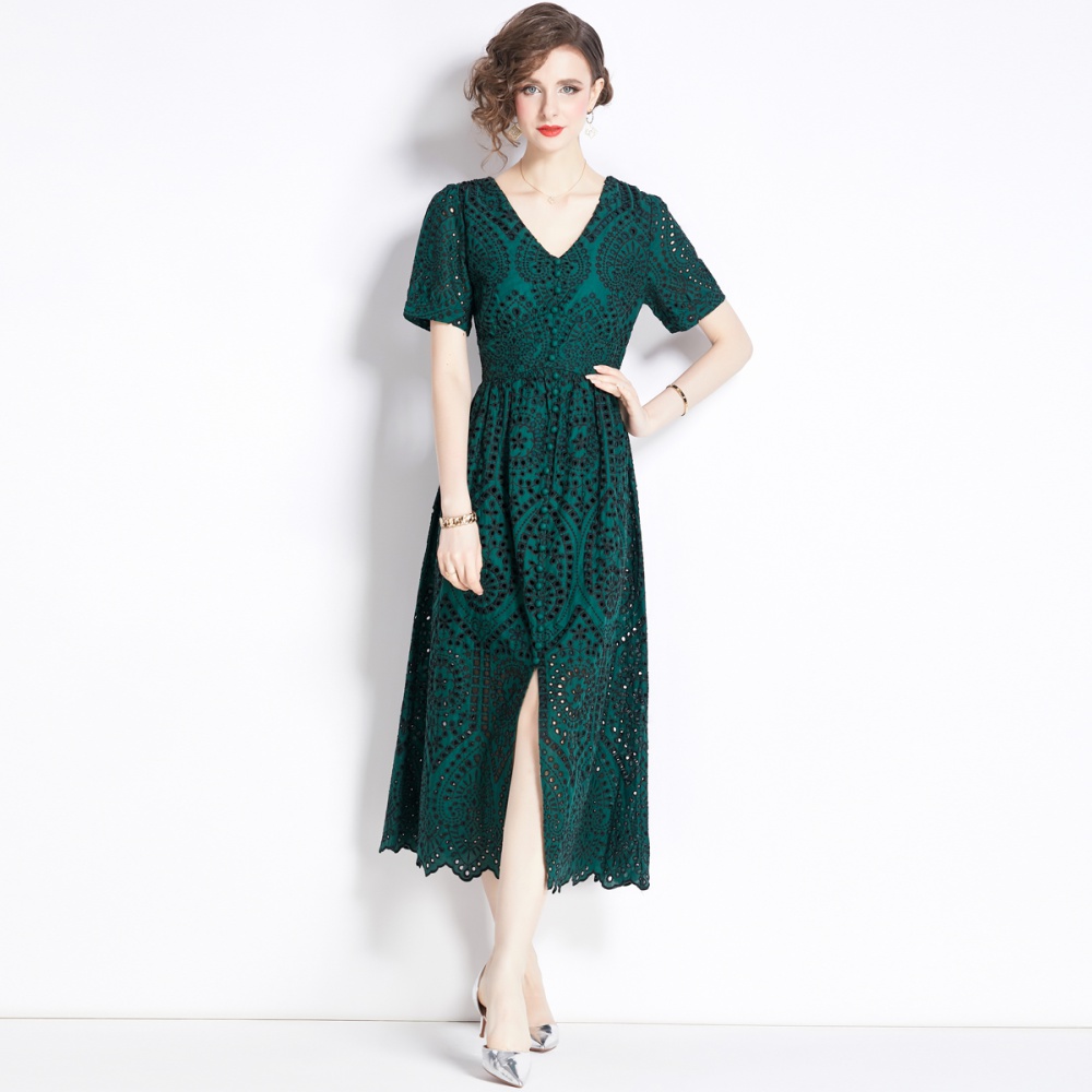 Lace summer slim elegant fashion embroidery dress